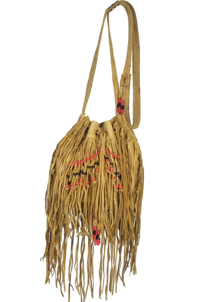 (image for) Beaded El Paso Long Fringe Leather Cross Body Bag